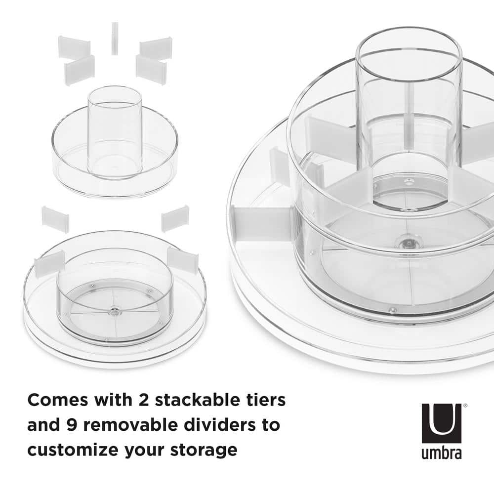 Clear Acrylic Rotating Makeup Organizer with Dividers