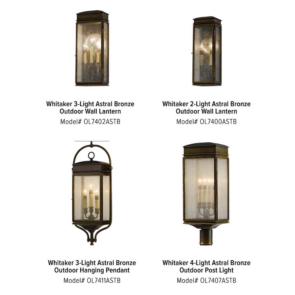 Astral Bronze 2-Light Outdoor Wall Lantern with Clear Seeded Glass