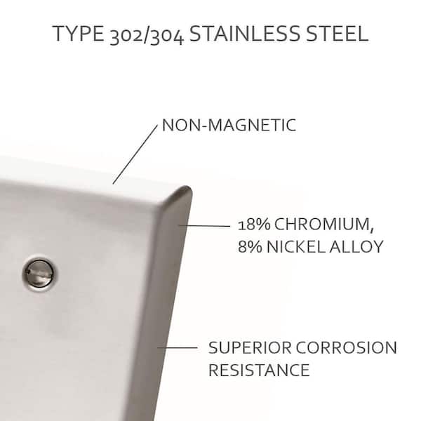 2 Gang Combination Stainless Steel Wall Plate - (1) Decorator/GFCI