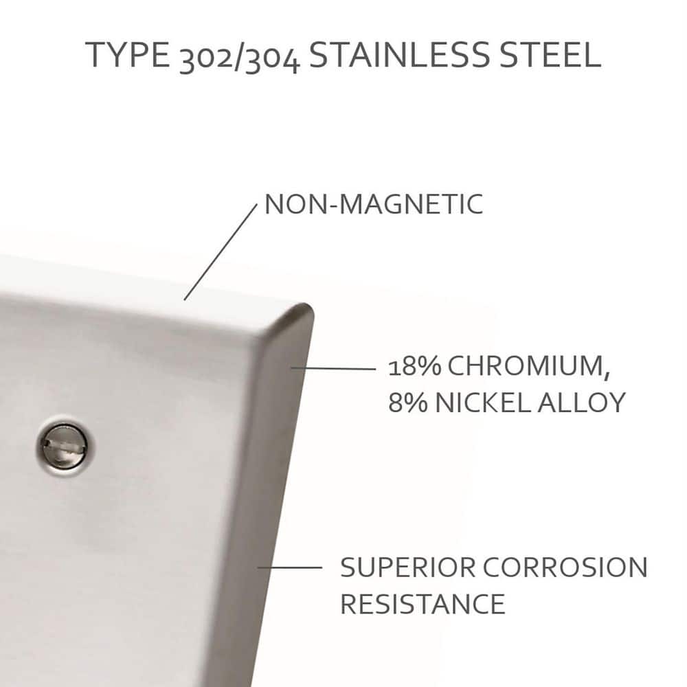 Brushed Silver Stainless Steel 2-Gang Toggle Wall Plate