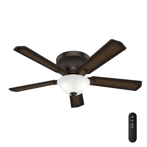 Hunter Chauncey 54 in. Indoor Onyx Bengal Low Profile Ceiling Fan with Light Kit and Remote
