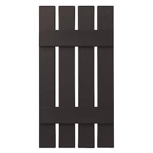 16 in. x 35 in. Polypropylene 4-Board Open Board and Batten Shutters Pair in Brown