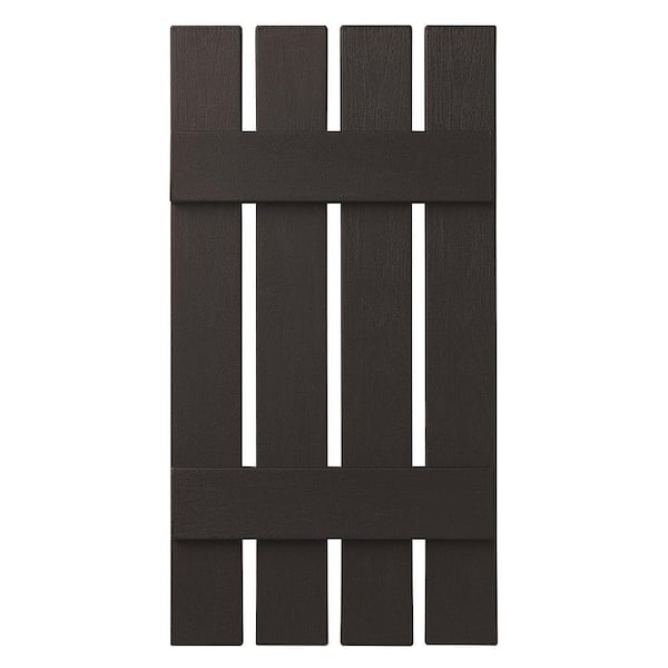 Ply Gem 16 in. x 39 in. Polypropylene 4-Board Open Board and Batten Shutters Pair in Brown