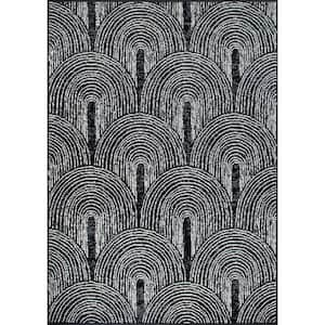 Milan Black 7 ft. 10 in. x 10 ft. Contemporary Bohemian Arch Area Rug