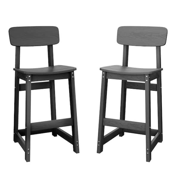 HDPE Outdoor Bar Stool (2-Pack) with Black