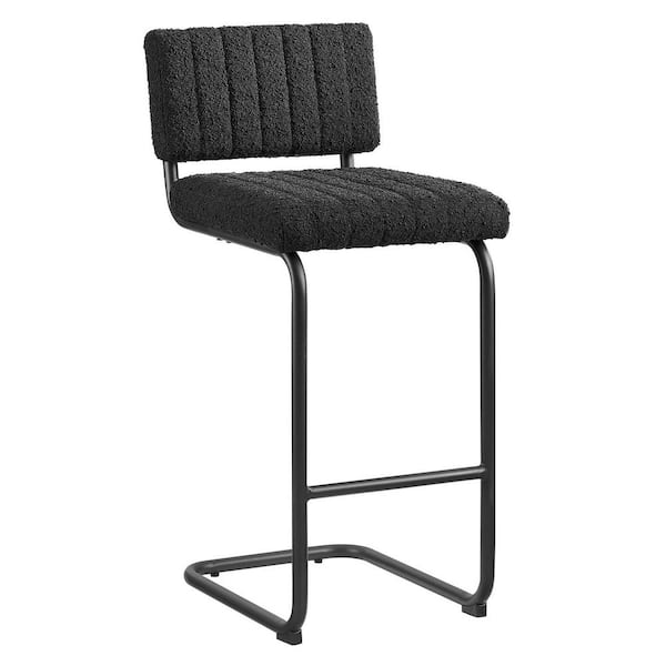 MODWAY Parity 28 in. Black High Back Metal Bar Stool Counter Stool with Upholstery Seat 2 (Set of Included)