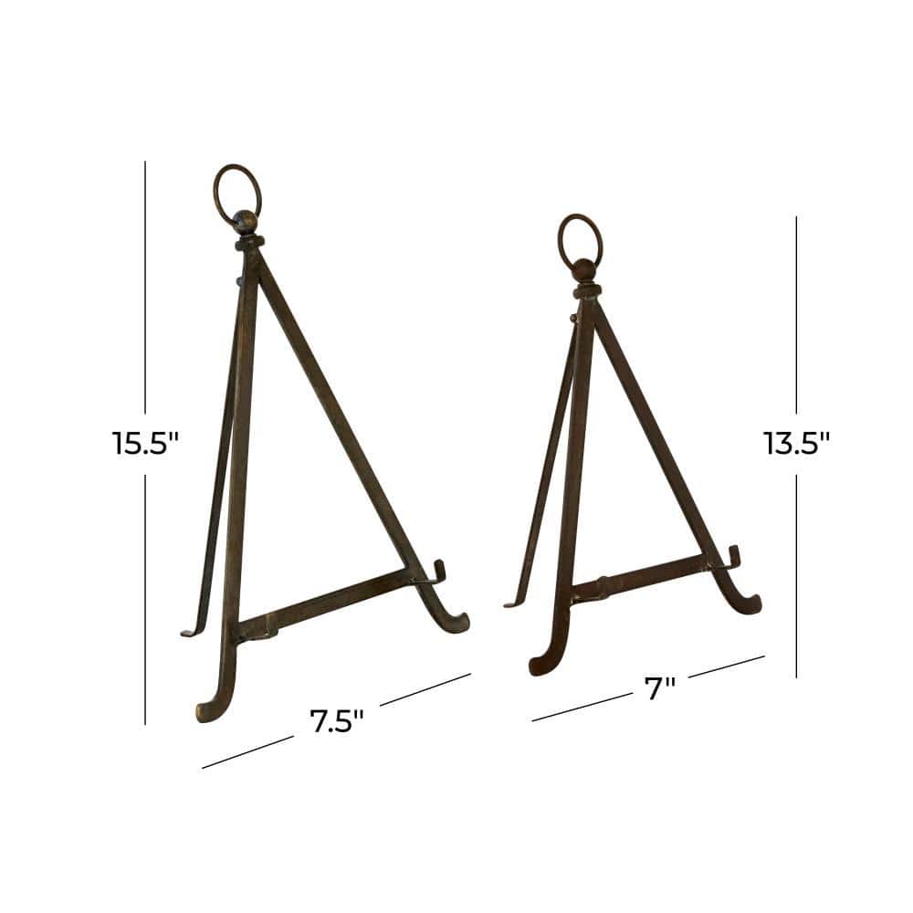 Bronze Metal Easel Set with Foldable Stand, 2-Piece