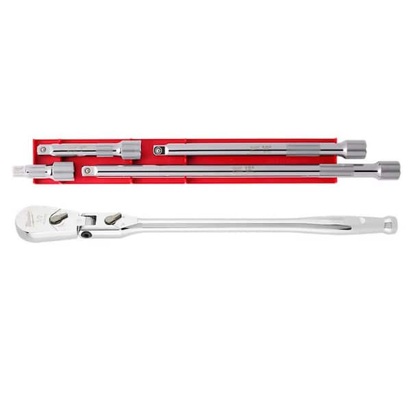 Milwaukee 1/2 in. Drive 18 in. Flex Head Ratchet with 1/2 in. Drive Extension Set (5-Piece)