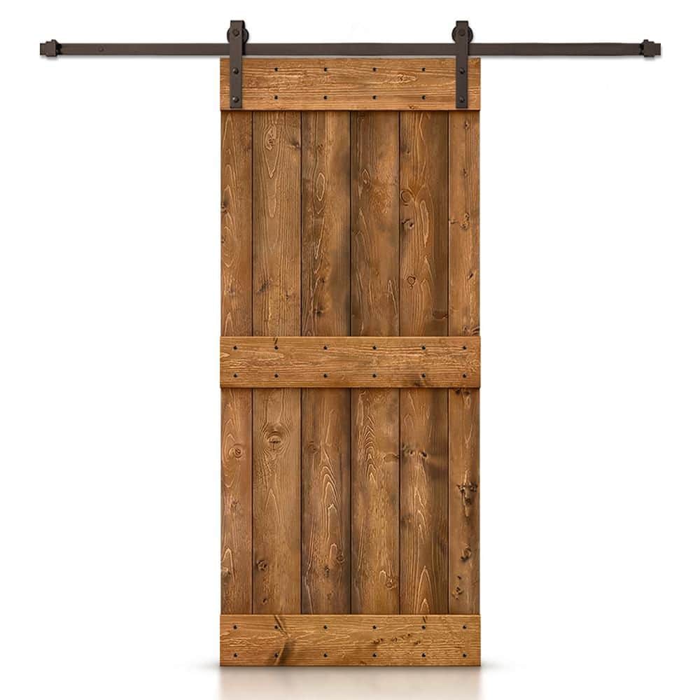 40 in. x 80 in. Mid-Bar Series Solid Core Walnut Stained DIY Wood Interior Sliding Barn Door with Hardware Kit price history on PriceWatchPro