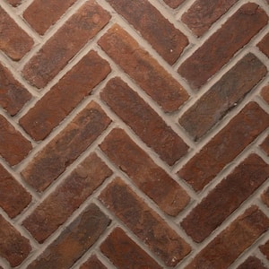 28 in. x 12.5 in. x 0.625 in. Brickwebb Millhouse Thin Brick Sheets - Herringbone (Box of 4 Sheets)