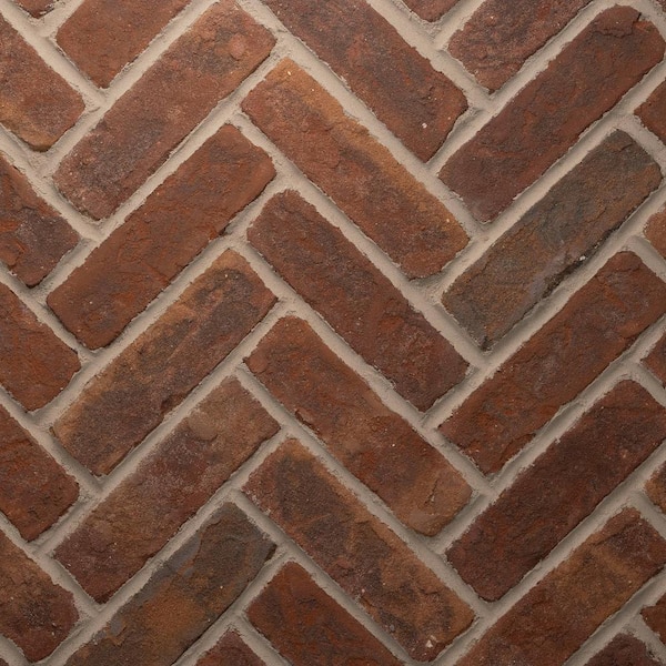 28 in. x 12.5 in. x 0.625 in. Brickwebb Millhouse Thin Brick Sheets - Herringbone (Box of 4 Sheets)