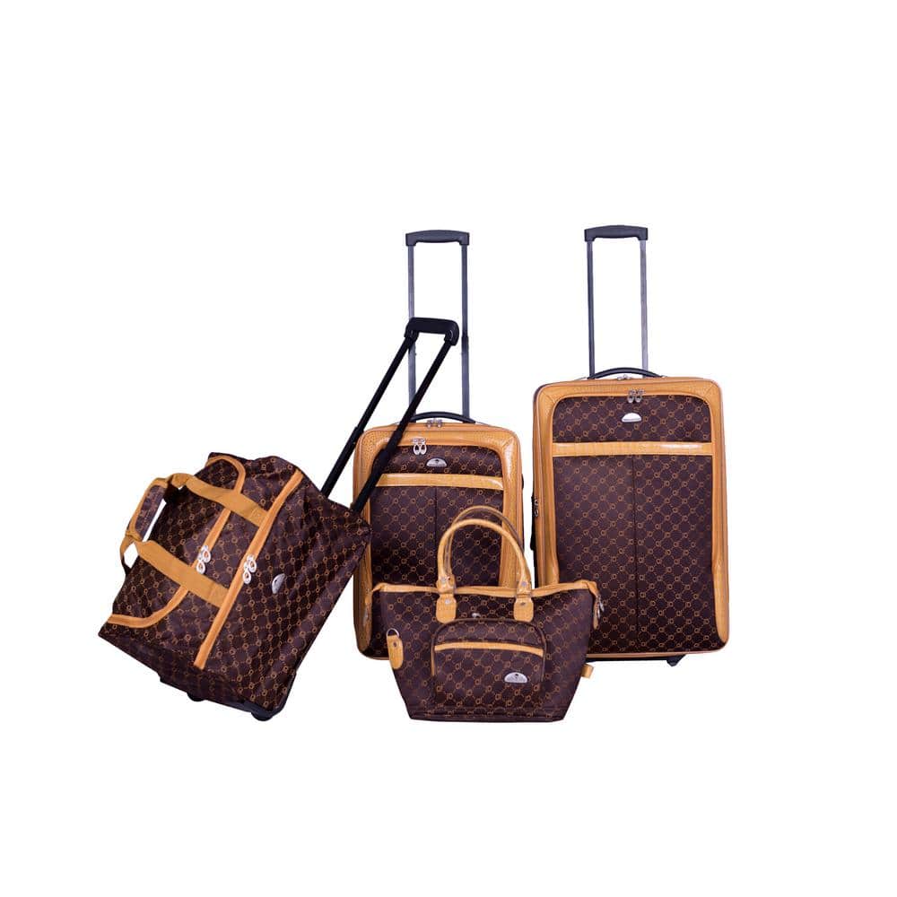 American Flyer Signature 4pc Softside Checked Luggage Set - Navy