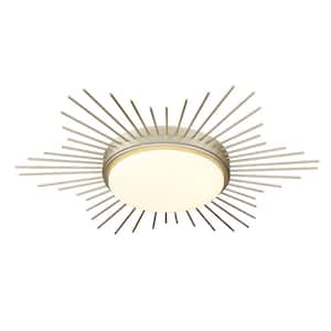 Kieran 18.25 in. 1-Light White Gold LED Flush Mount with Opal Glass Shade