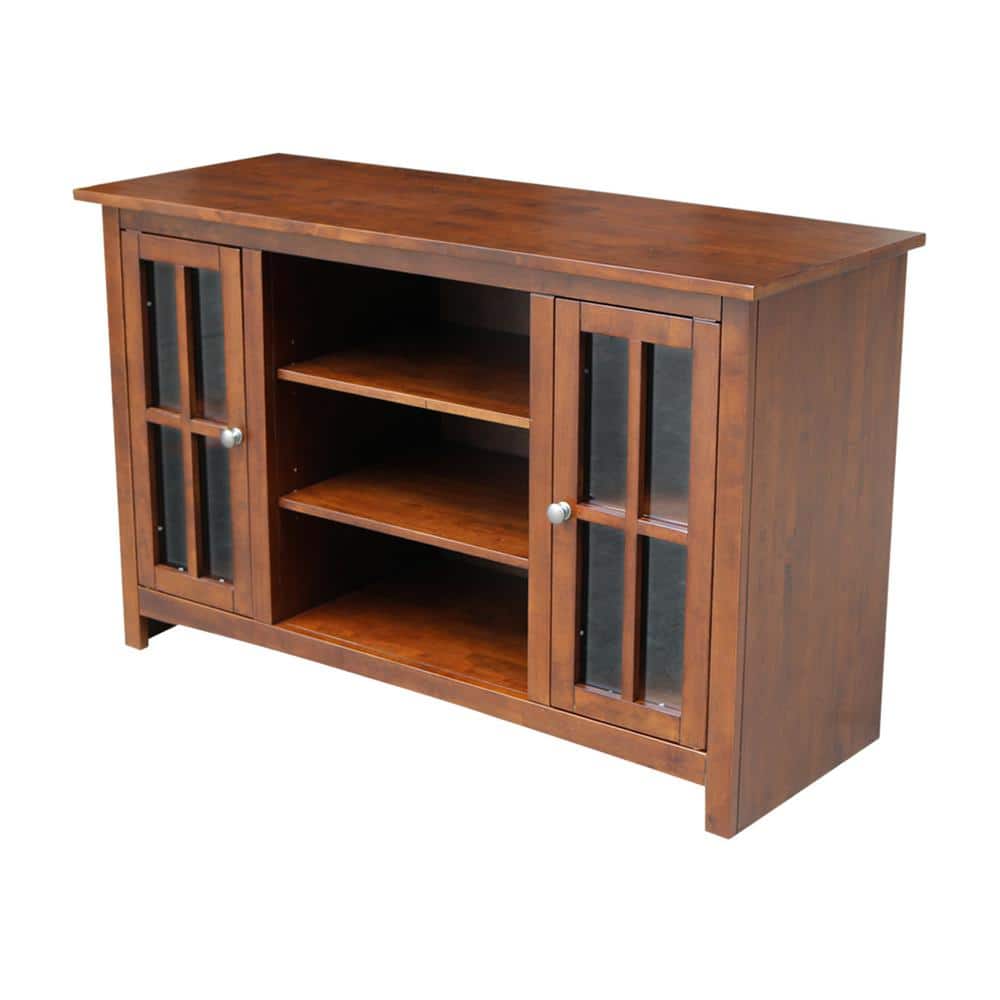 Espresso Solid Wood 48" Media Console with Cabinet