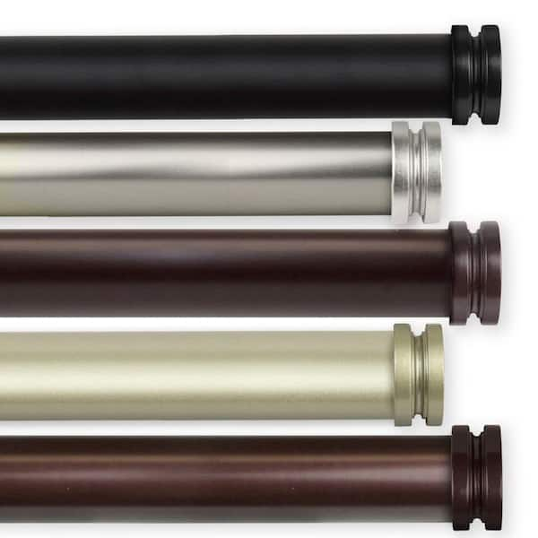 Rod Desyne Bun 1 in. Dia 66 in. - 120 in. Single Curtain Rod in Satin Nickel