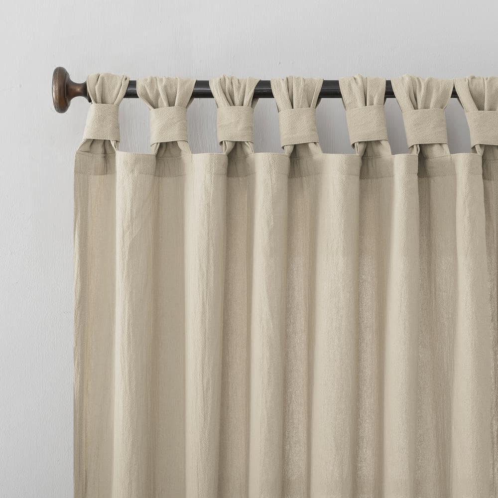Oatmeal Cotton Twist Tab Light-Filtering Curtain Panel
