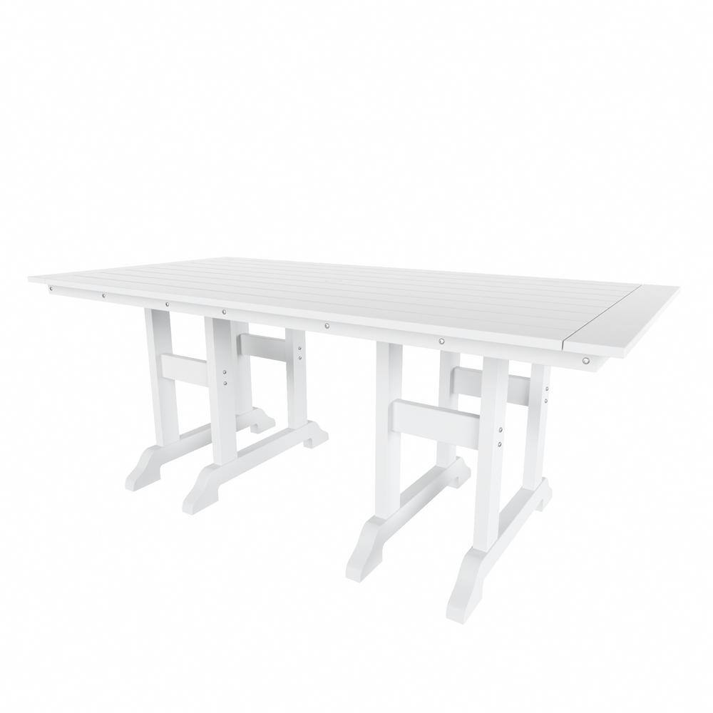 Hayes 71 in. All Weather HDPE Plastic Outdoor Dining Rectangle Trestle Table with Umbrella Hole in White price history on PriceWatchPro
