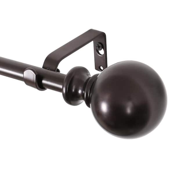 Utopia Alley 48 in. - 86 in. Adjustable Single Curtain Rod with Decorative Round Finials in Oil Rubbed Bronze