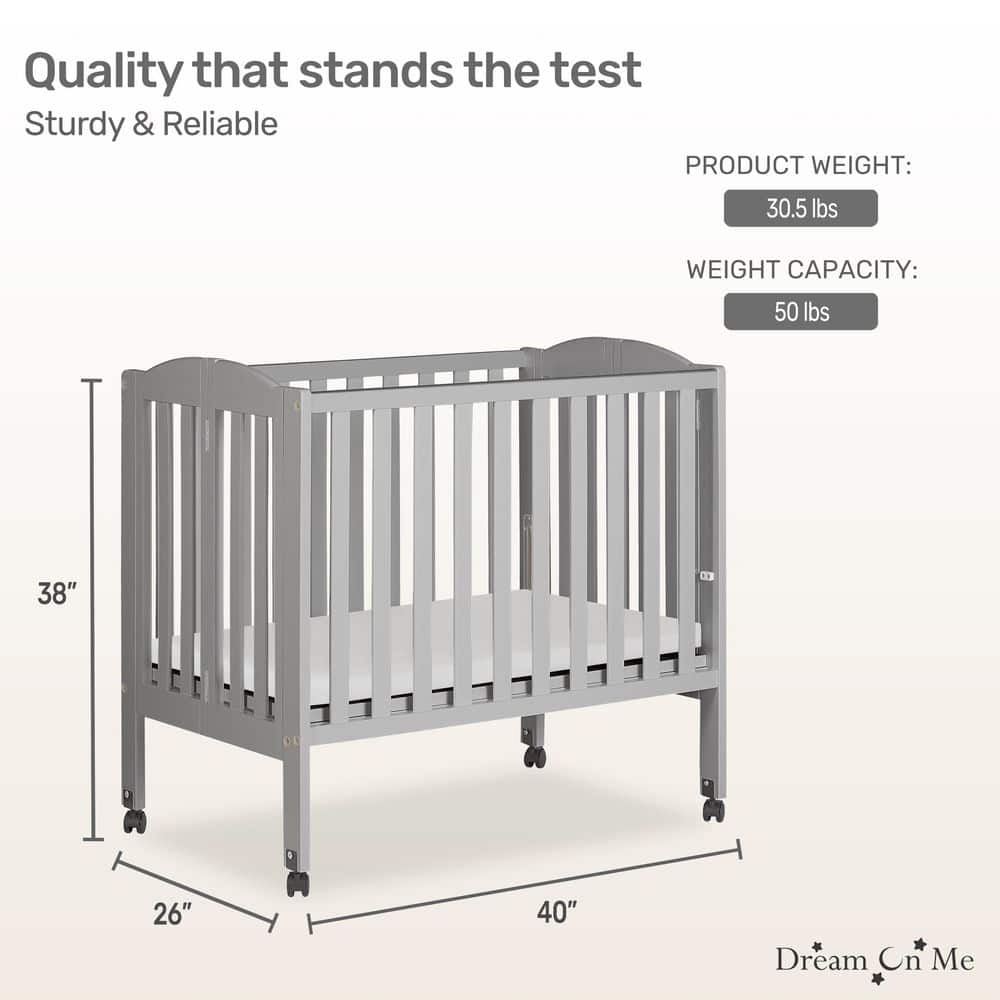 Cool Gray Pine 2-in-1 Folding Portable Mini Crib