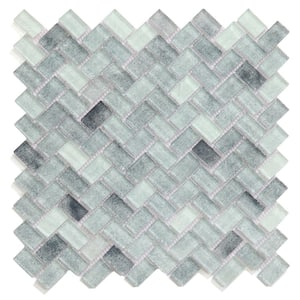 Hollywood Regency Gold Big Lantern Arabesque Mosaic 3 in. x 3 in. Glass Mirror Wall Tile Sample