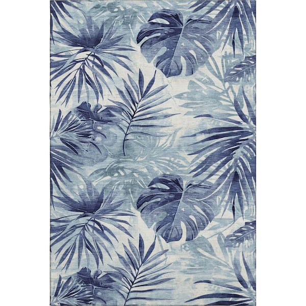 Mayfield Premium Machine Washable Abstract AMF1886 Blue 10 ft. x 14 ft. Area Rug