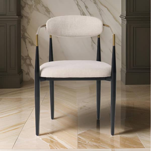 Benjara Gray, Gold and Black Polyester Metal Frame Dining Chair