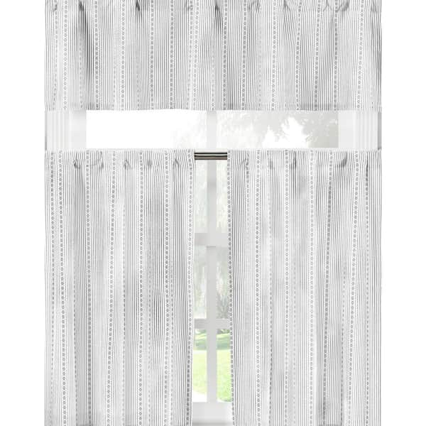 Duck River Grey White Striped Rod Pocket Room Darkening Curtain 58 In W X 15 In L Set Of 2 Kylie 12271d 12 The Home Depot