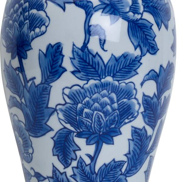Mikasa Crocus Ceramic Vase, Blue and White, 5.5 x 5.5 x 13 in