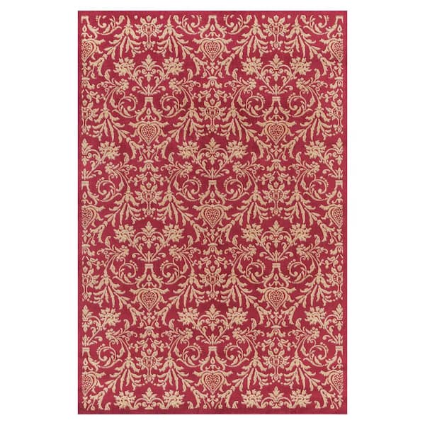 Concord Global Trading Jewel Damask Red 4 ft. x 6 ft. Area Rug