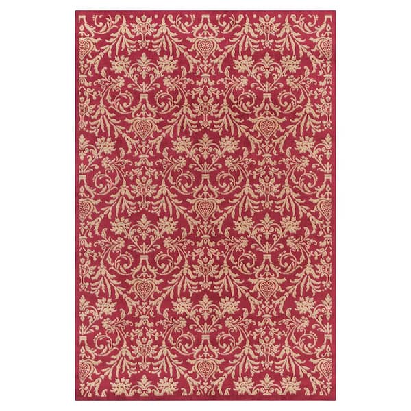 Concord Global Trading Jewel Damask Red 7 ft. x 9 ft. Area Rug