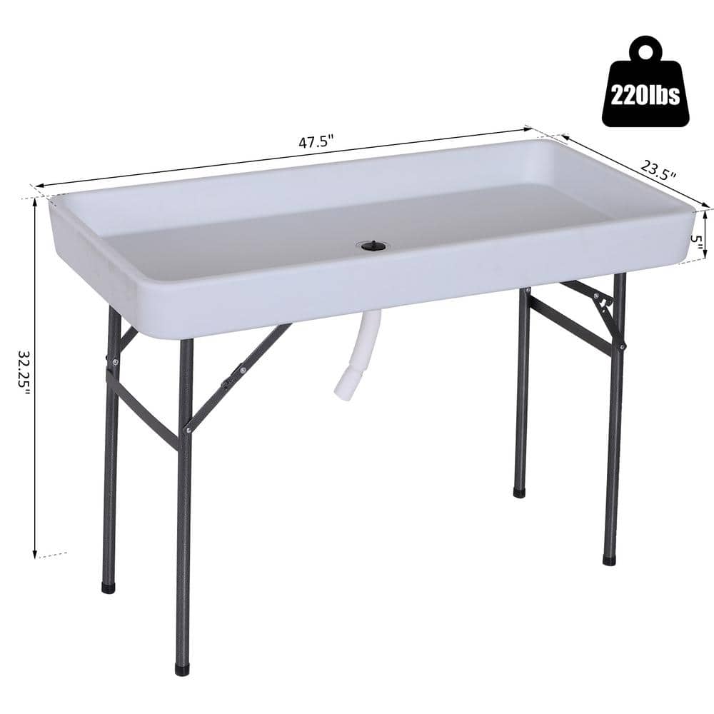 Portable Folding Fish Cleaning Table with Sink and Steel Legs