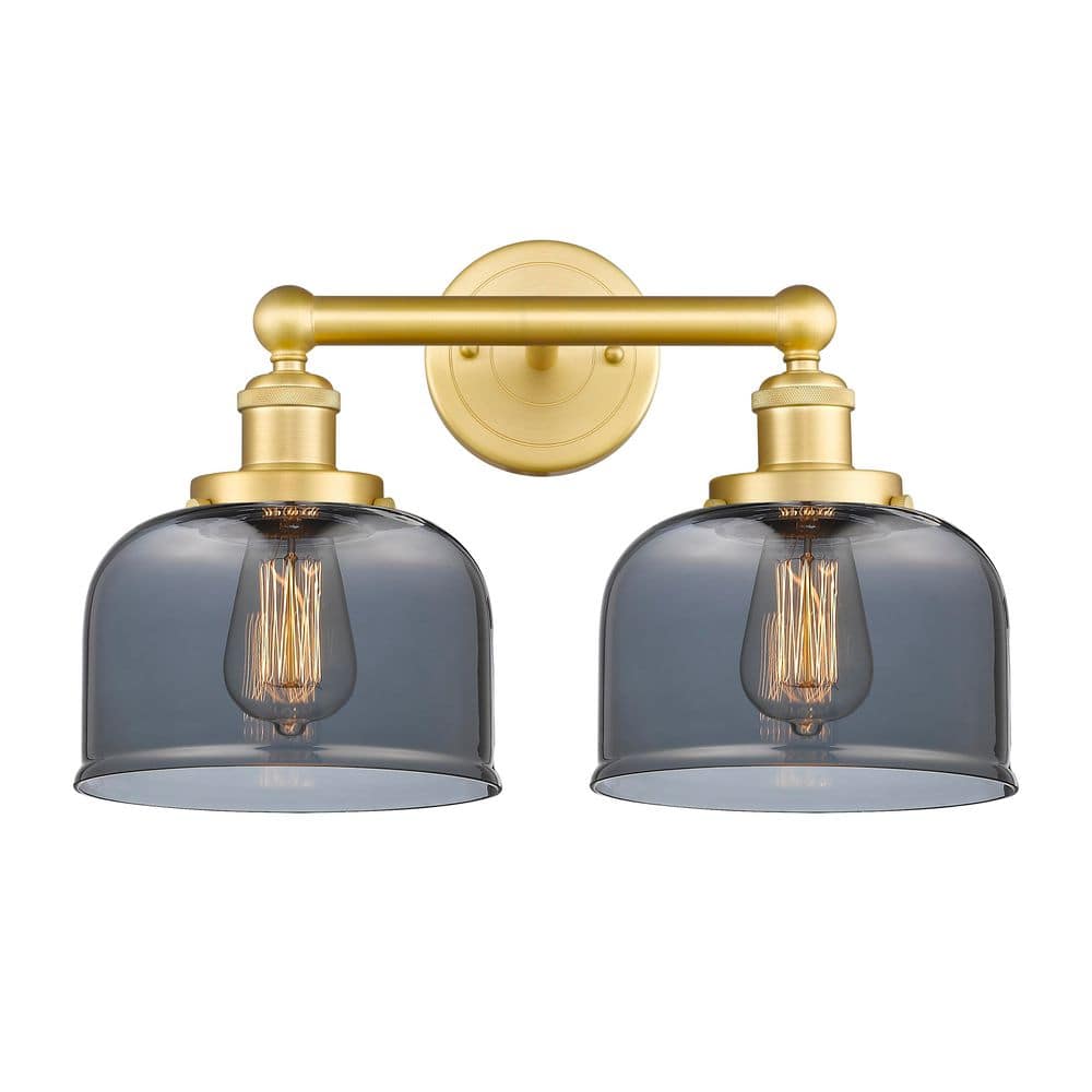 Bell 15.5 in. 2-Light Satin Gold Vanity Light with Glass Shade price history on PriceWatchPro