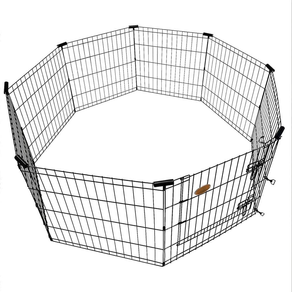Black Metal 8-Panel 42" Exercise Playpen with Gate