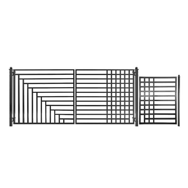 ALEKO Kyiv Style 16 ft. x 6 ft. Black Steel Dual Swing Driveway