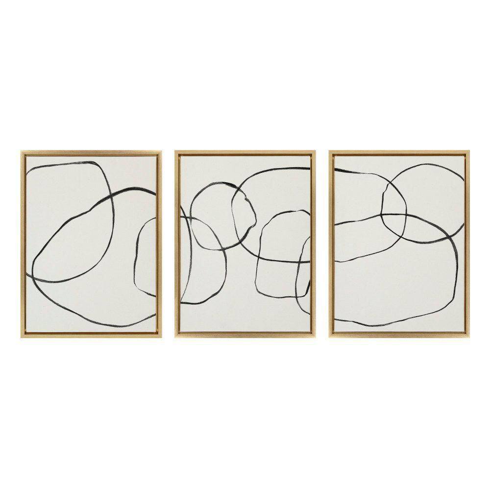 Dancing Circles Black and White Abstract Canvas Art Set