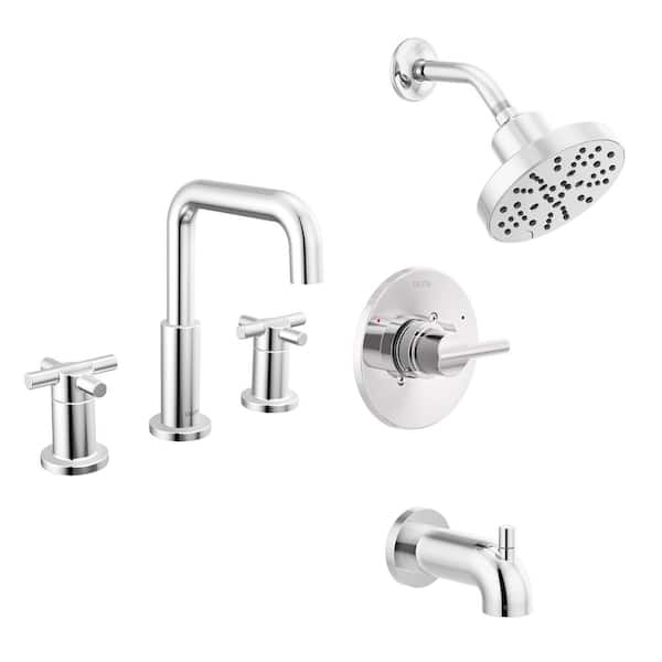 Delta Nicoli 5-Spray Tub and Shower Faucet with 8 in. Widespread Double Handle Bathroom Faucet in Chrome