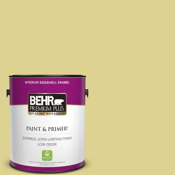 BEHR PREMIUM PLUS 1 gal. #T17-16 Thats My Lime Eggshell Enamel Low Odor Interior Paint & Primer