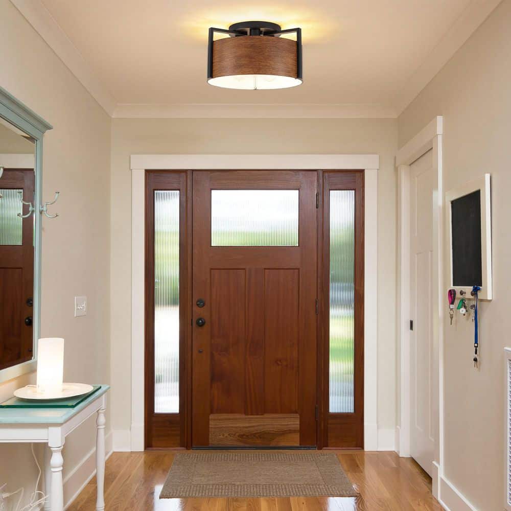 Annecy 14 in. 3-Light Black Industrial Semi-Flush Mount With Shade and No Bulbs Included price history on PriceWatchPro
