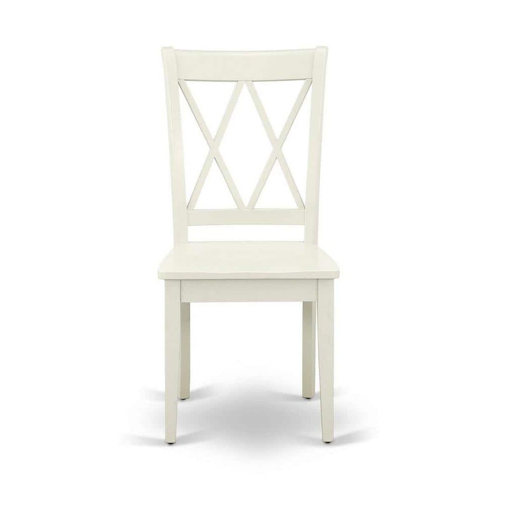 Linen White Rubber Wood 3-Piece Dining Set with Double X Back Chairs