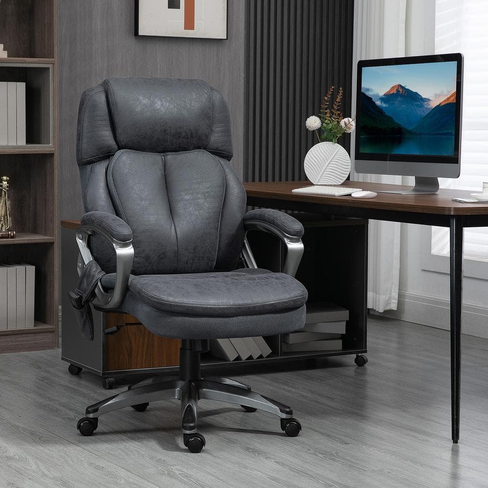 Vinsetto HOMCOM Charcoal Gray 27.25 in. L x 31.5 in. W x 48.75 in. H, PU  Leather Massage Office Chair, Comfortable Office Chair 921-641V80CG - The  