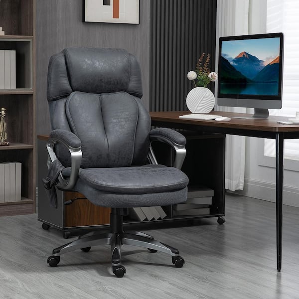 Vinsetto HOMCOM Charcoal Gray 27.25 in. L x 31.5 in. W x 48.75 in. H, PU Leather Massage Office Chair, Comfortable Office Chair