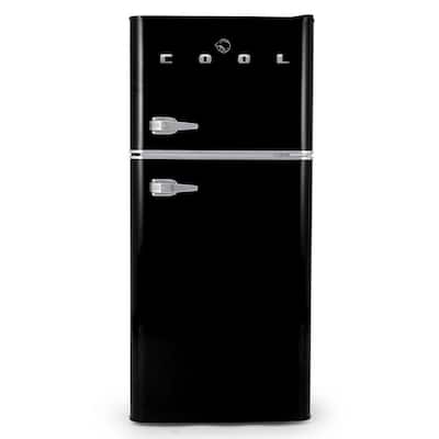 Galanz 4.0 cu. ft. Retro Mini Refrigerator with Dual Door True Freezer in  Black GLR40TBKER - The Home Depot