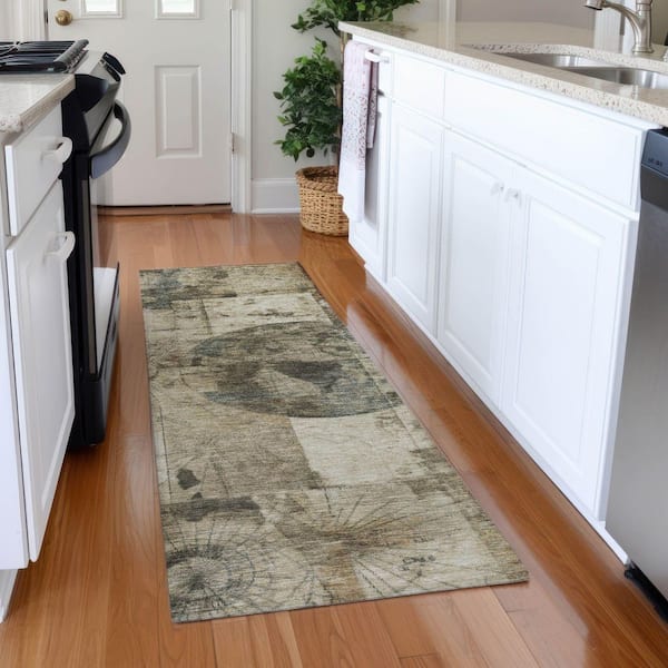 Chantille Machine Washable Indoor/Outdoor Abstract ACN1905 Taupe 2 ft. 3 in. x 7 ft. 6 in. Runner Rug