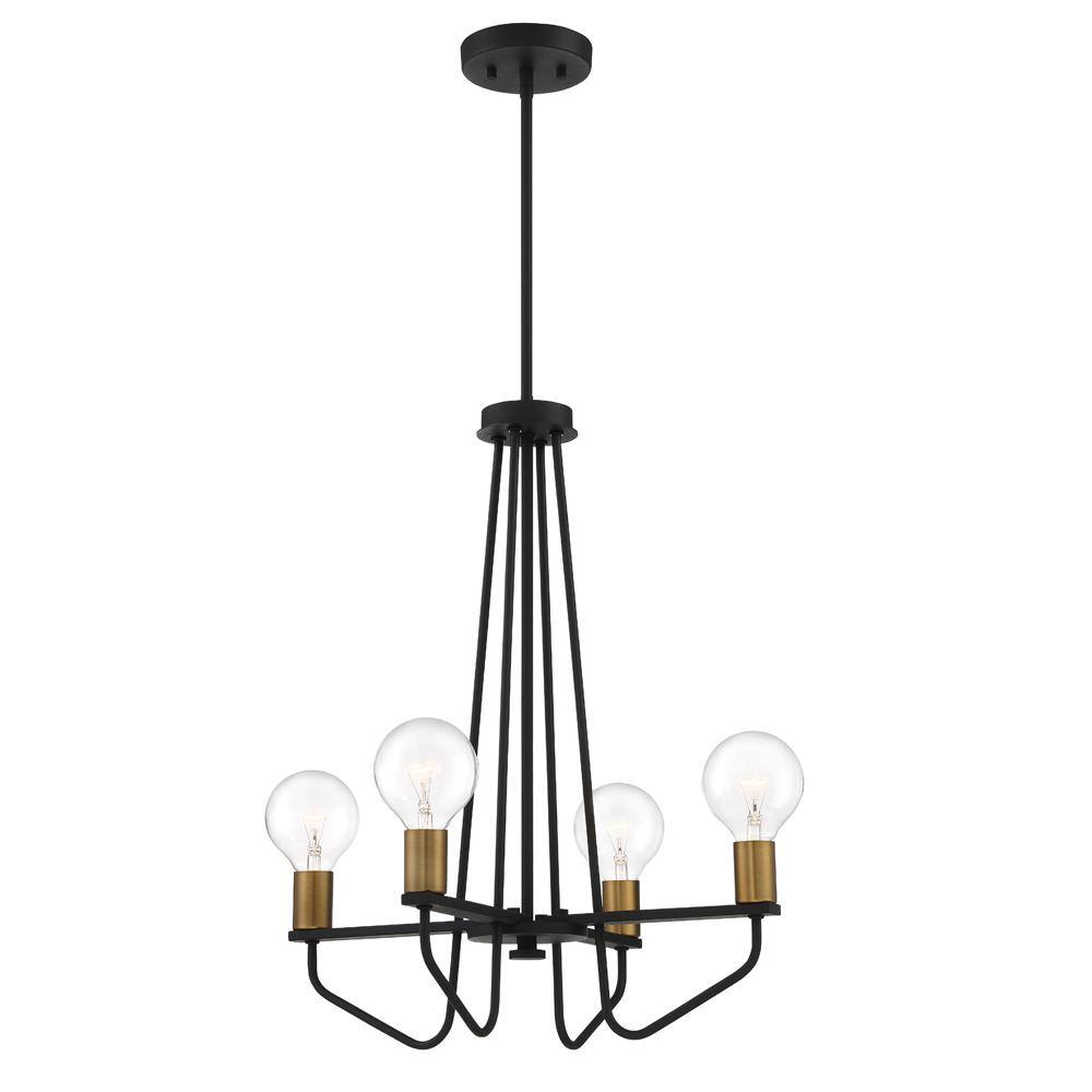 Ravella Black Mini Plug-in Chandelier with Brass Accents