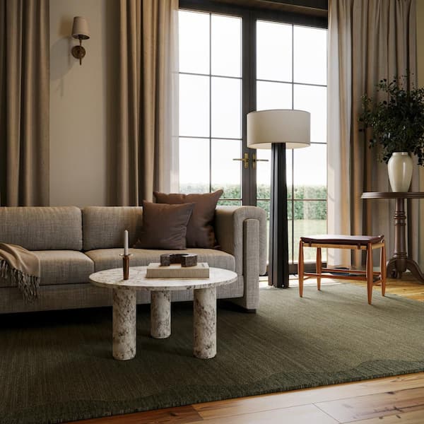 Nate Berkus x Rugs Ondine Solid Wool Cozy Green 8 ft. x 10 ft. Indoor Area Rug