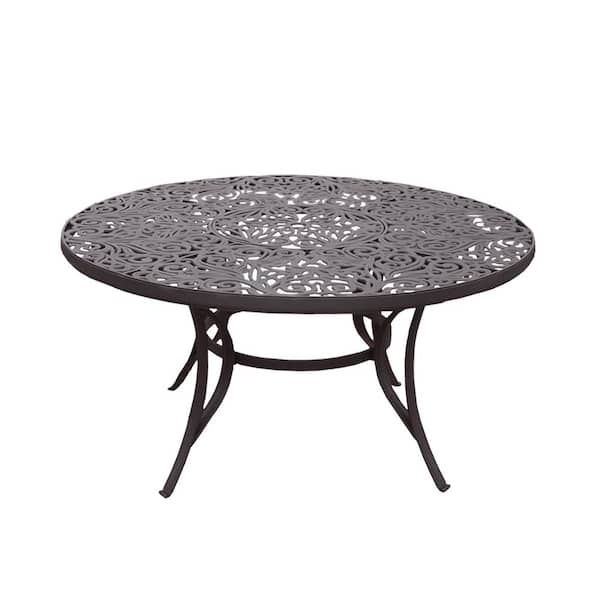 Oakland Living 60 In Outdoor Round Cast Aluminum Coffee Dining Table With Umbrella Hole Hd2205 Cf The Home Depot Oakland Living 60 In Outdoor Round, Outdoor Round Patio Table With Umbrella Hole