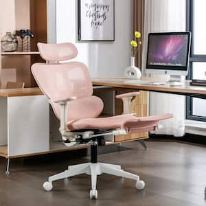 Mesh Swivel Office Chair Computer Chair Desk Chair with 4D Adjustable Armrests and Foldable Footrest in Pink
