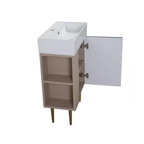 21.60 in. Single Sink Freestanding Green Bath Vanity with White Ceramic Top Assembled