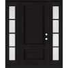 Steves & Sons Regency 64 in. x 80 in. 2Panel 3/4-Squaretop LHIS Onyx Stain Fiberglass Prehung Front Door with w/4Lite Dbl 12in.SL SIP0000019318