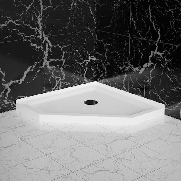 35.50 in. L x 35.50 in. W Corner Shower Pan Base with Center Drain